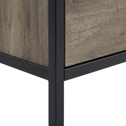 Industrial TV stand, Rustic Oak, Black finish, Composite wood, metal