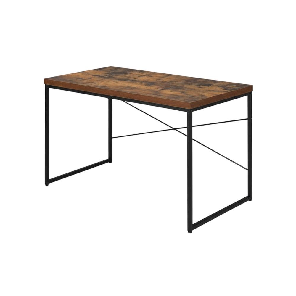Wood Office Desk In Weathered Oak And Black With Modern Design