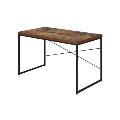 Wood Office Desk In Weathered Oak And Black With Modern Design