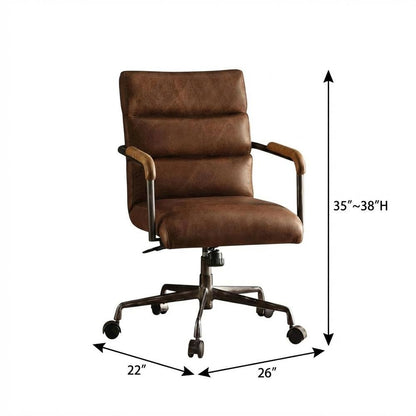 Retro Brown Top Grain Leather Executive Office Chair With Vintage Style