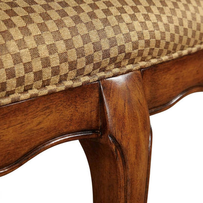 Upholstered Wood Dining Side Chairs, Fabric & Cherry Oak, Set of 2
