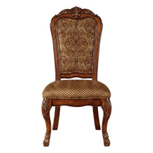 Upholstered Wood Dining Side Chairs, Fabric & Cherry Oak, Set of 2