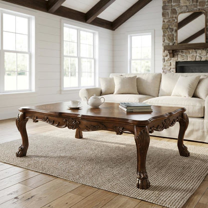 Rectangular Coffee Table Cherry Oak Finish Wood Veneer Surface Durable Design