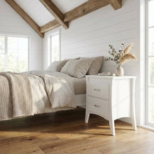 White Nightstand with Modern Design and Storage Shelf
