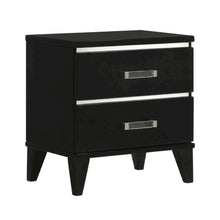 Black Finish Nightstand with Modern Storage Design