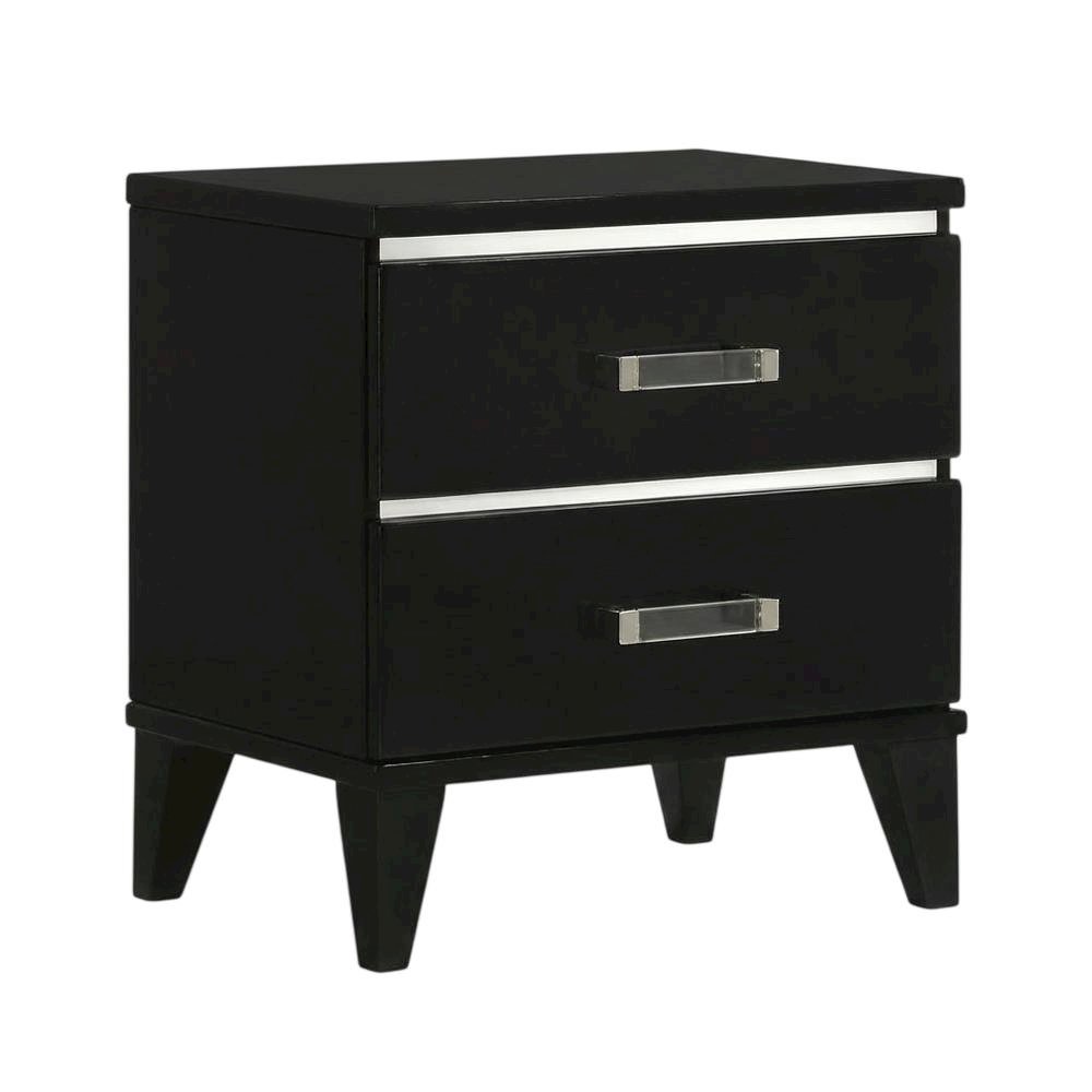 Black Finish Nightstand with Modern Storage Design