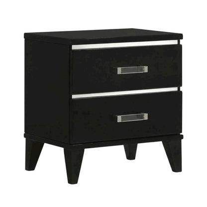 Black Finish Nightstand with Modern Storage Design