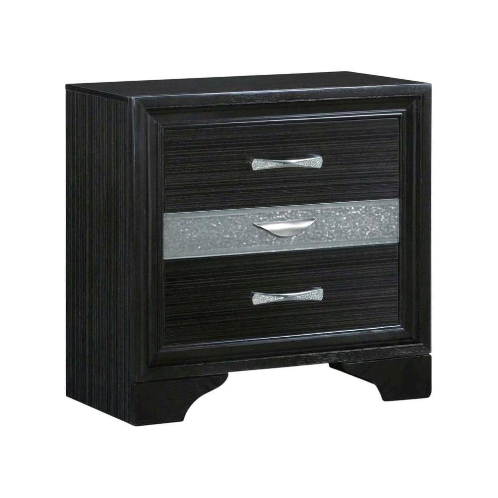 Black Contemporary Bedroom Nightstand with Spacious Surface and Sleek Design