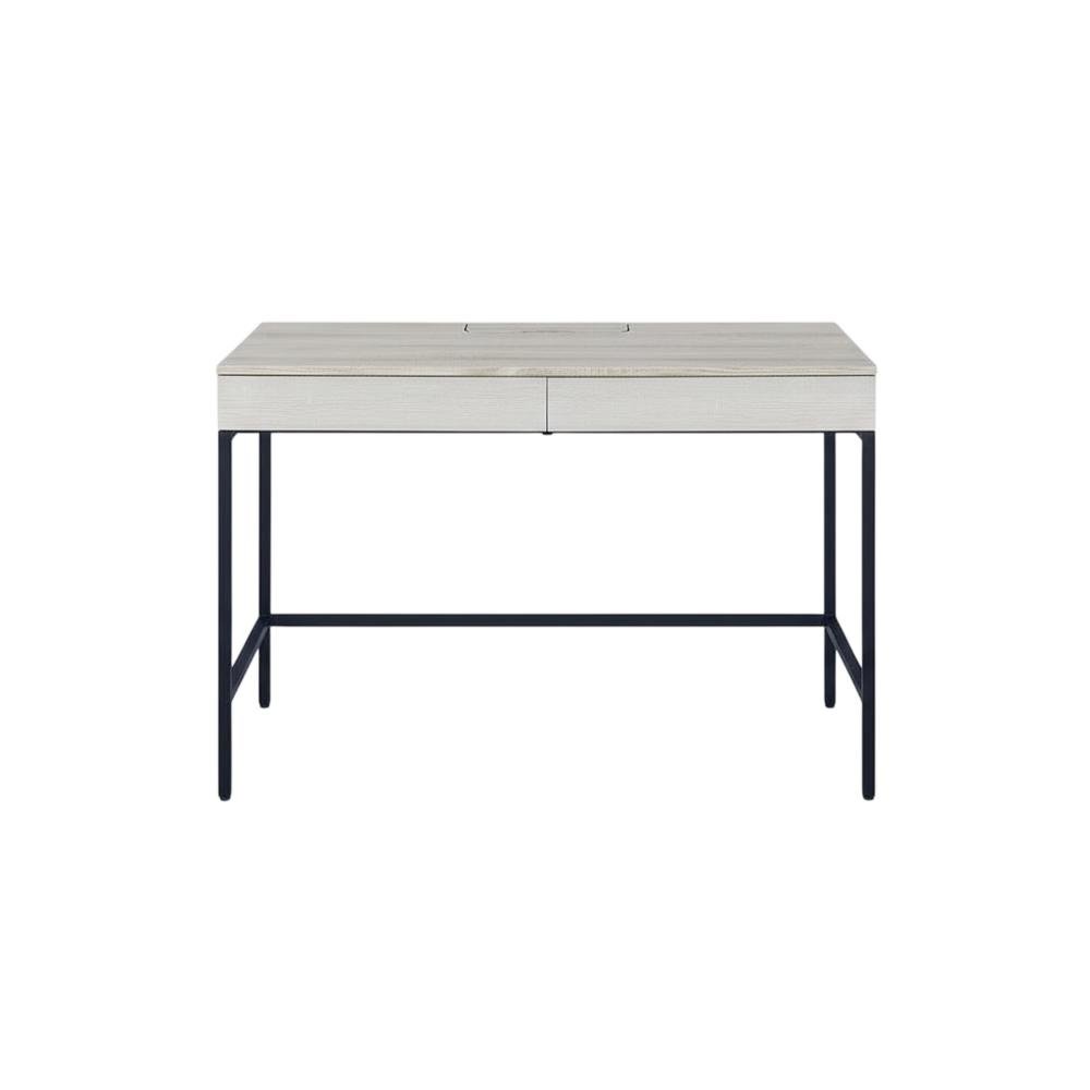 Black And Multi Office Desk With Metal Tube Frame And Laminate Surface
