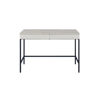 Black And Multi Office Desk With Metal Tube Frame And Laminate Surface