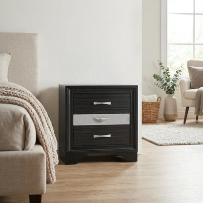 Black Contemporary Bedroom Nightstand with Spacious Surface and Sleek Design