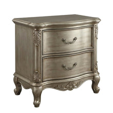 Gray Nightstand with Antique Finish, Transitional Style, Rectangular