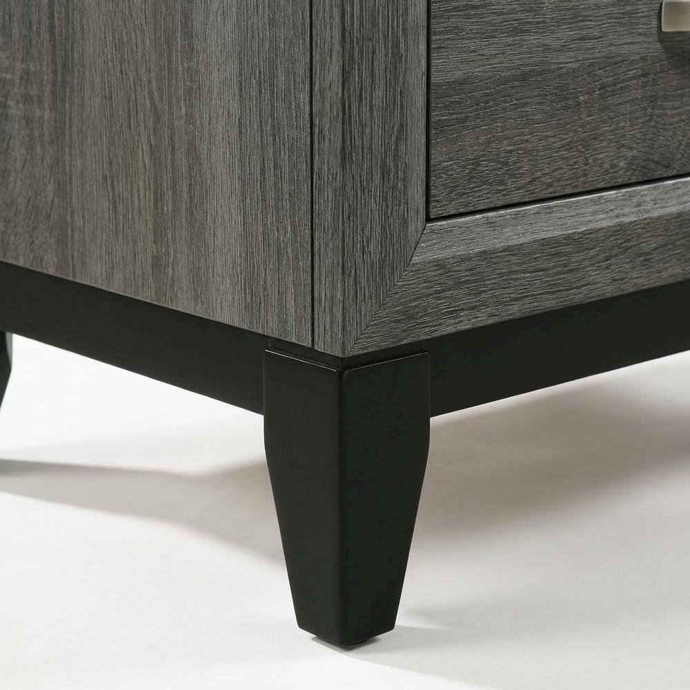 Weathered Gray Nightstand with Transitional Style and Spacious Storage