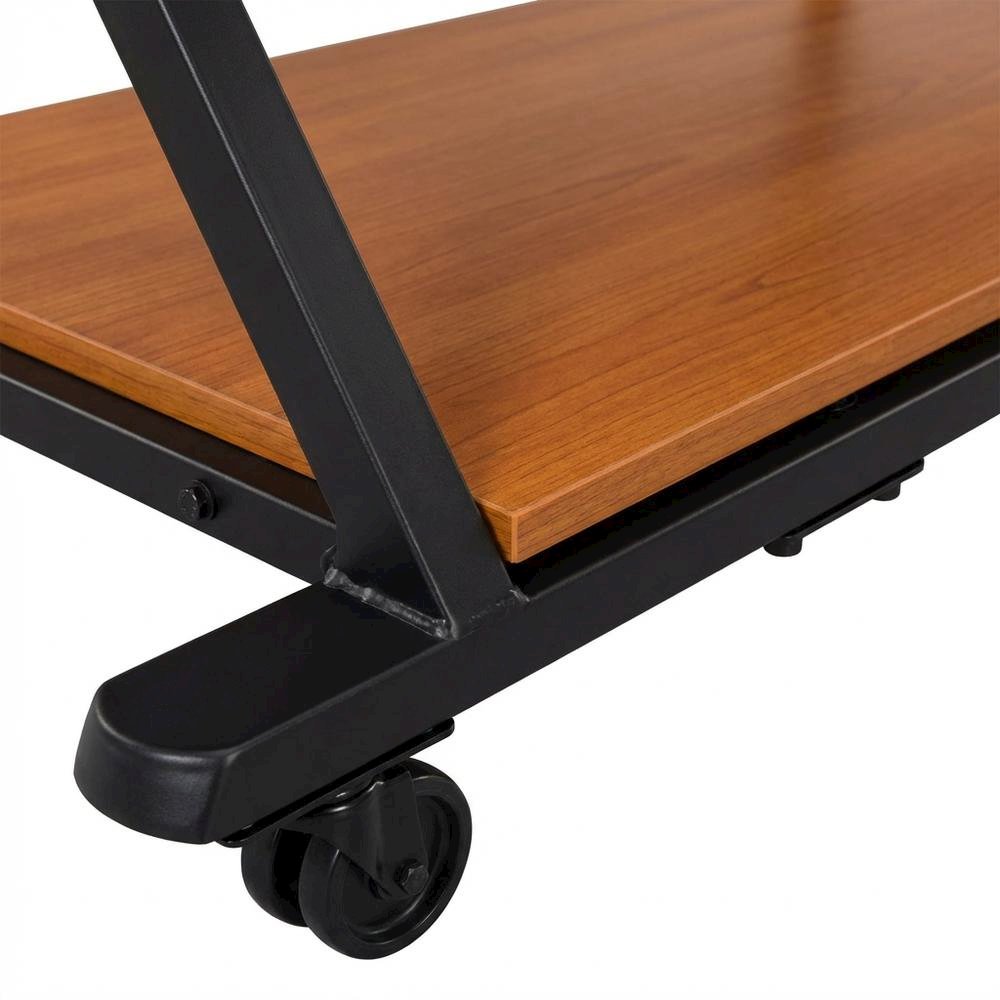 Industrial Style Office Desk With Cherry And Black Finish