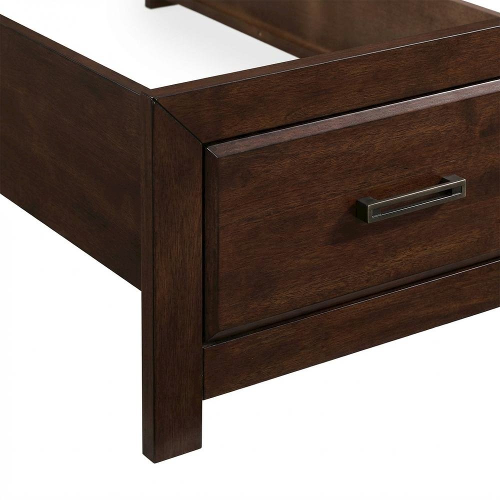 Walnut Nightstand with Wooden Finish and Sturdy Construction