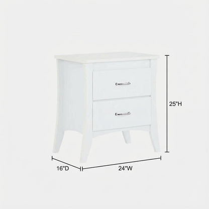 White Nightstand with Modern Design and Storage Shelf