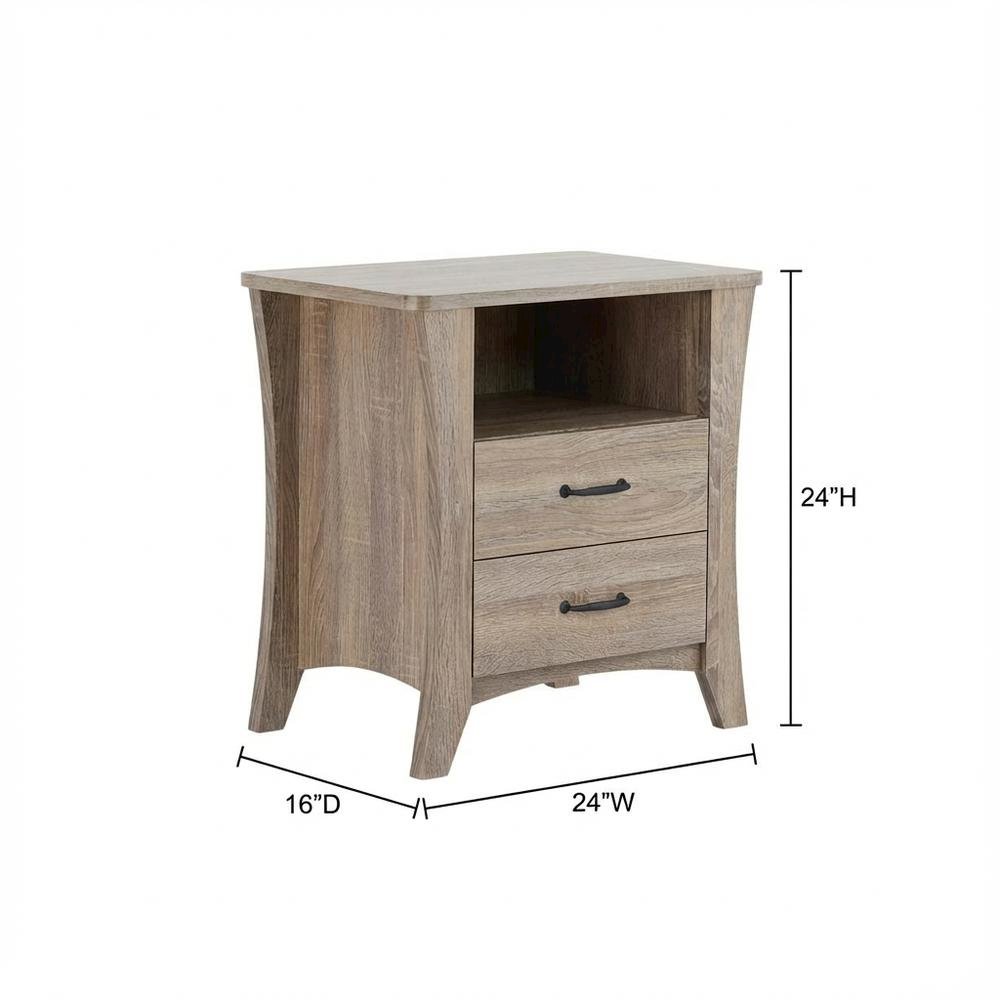 Rustic Natural Nightstand in Warm Brown Finish with Stylish Design