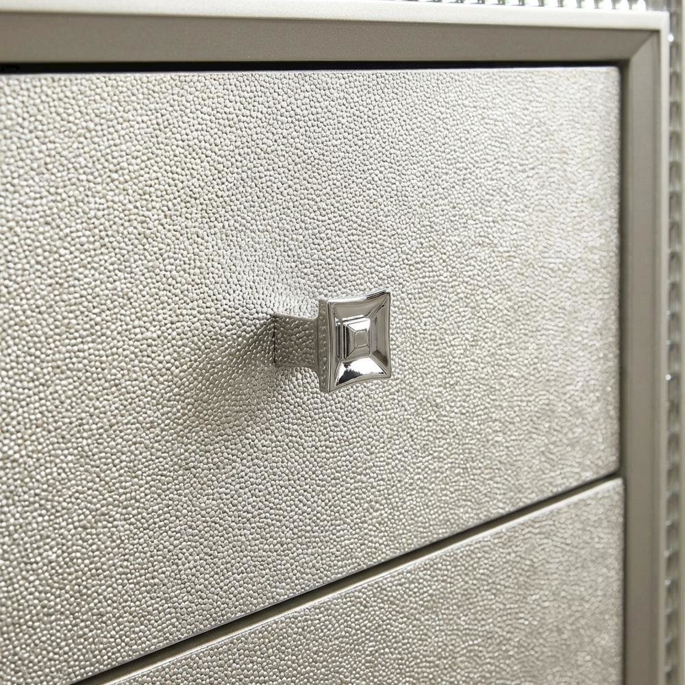 Champagne Nightstand with Glam and Contemporary Design for Bedroom Storage