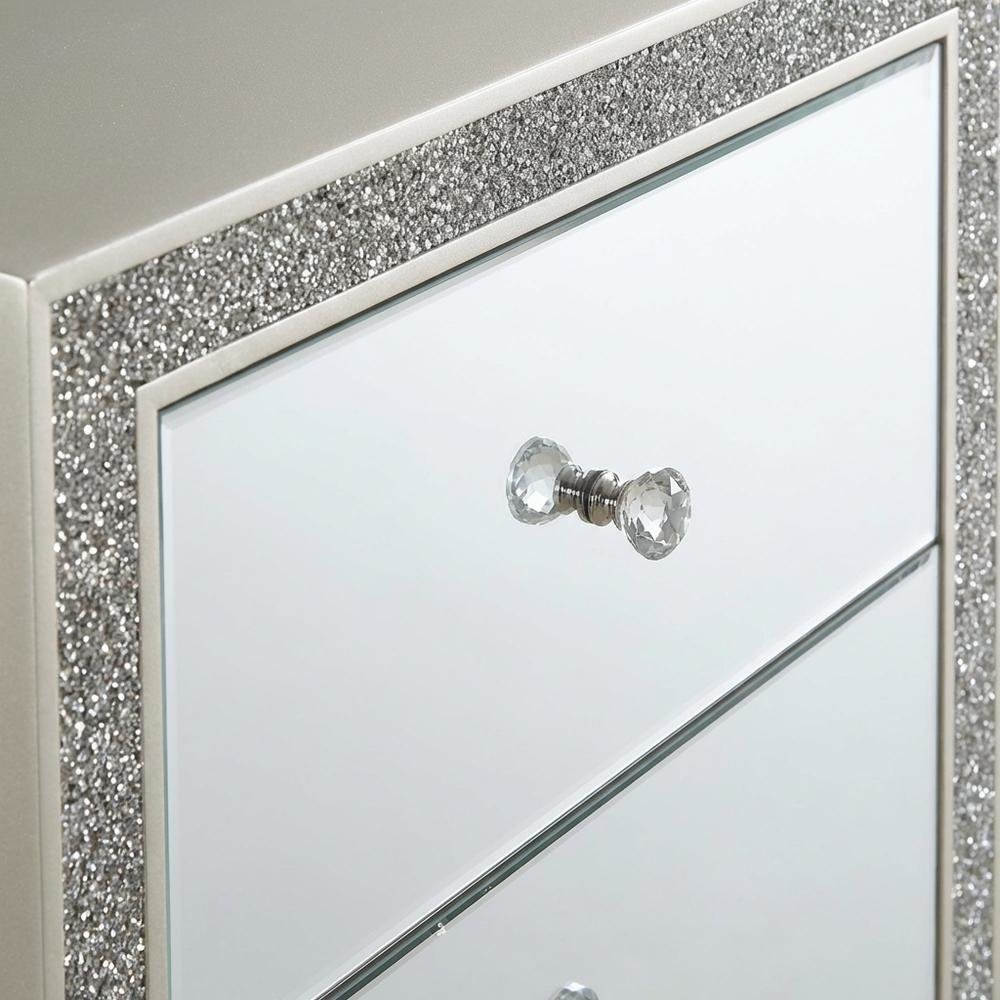 Mirrored Champagne Nightstand with Elegant Finish for Bedroom