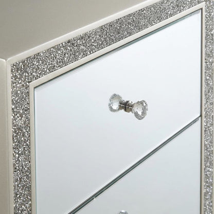Mirrored Champagne Nightstand with Elegant Finish for Bedroom