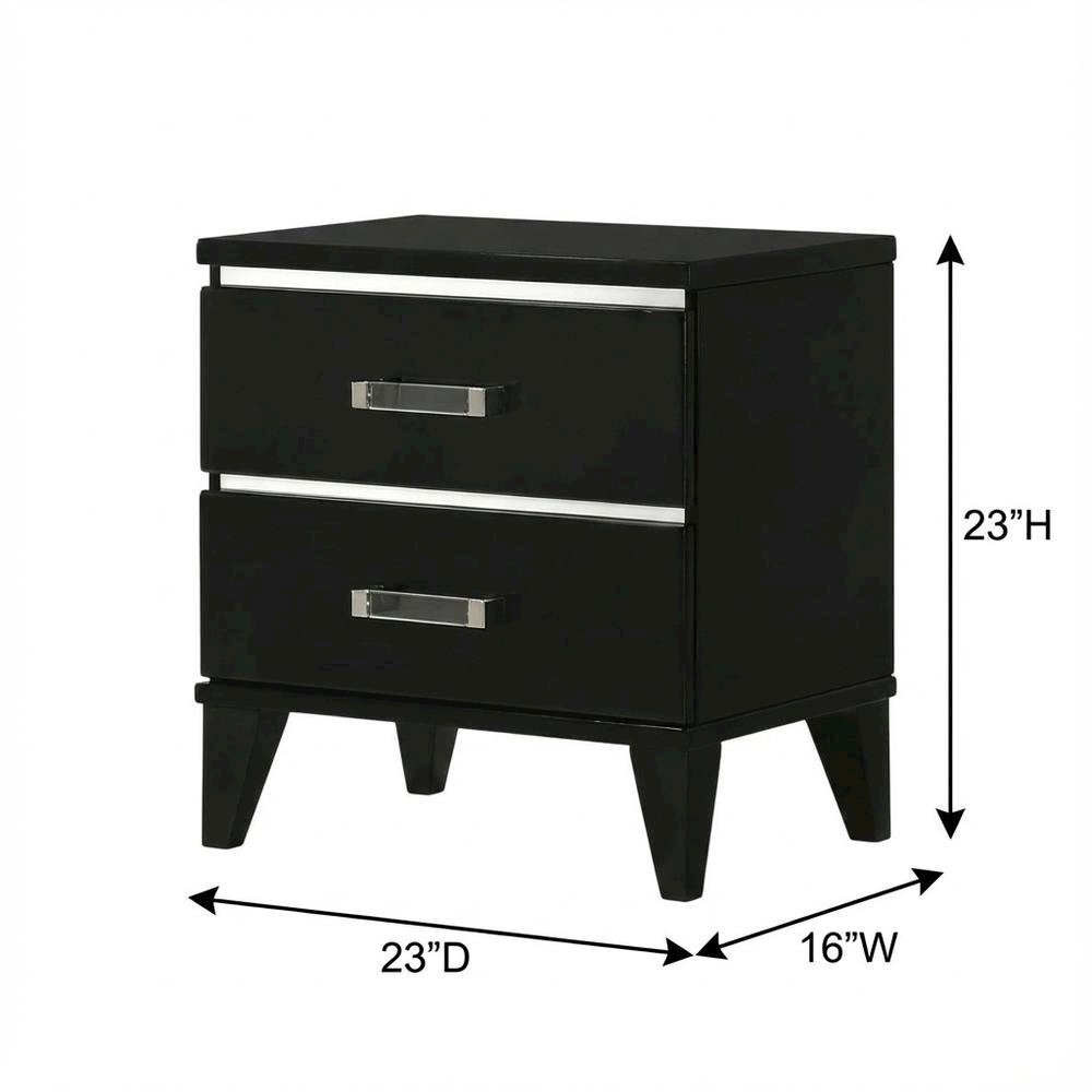 Black Finish Nightstand with Modern Storage Design