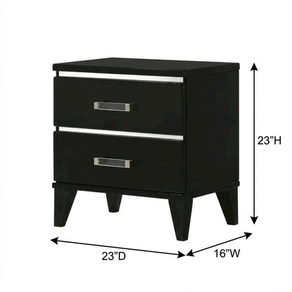 Black Finish Nightstand with Modern Storage Design