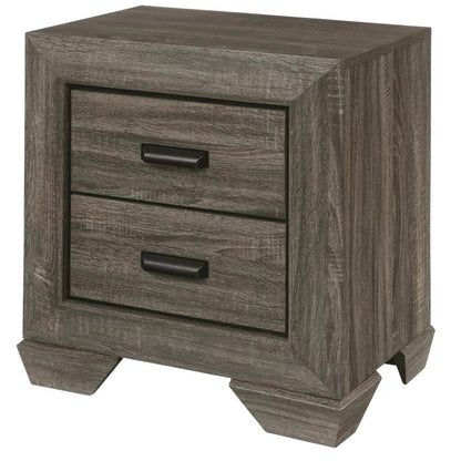 Weathered Gray Grain Bedroom Nightstand with Rustic Country-Cottage Style