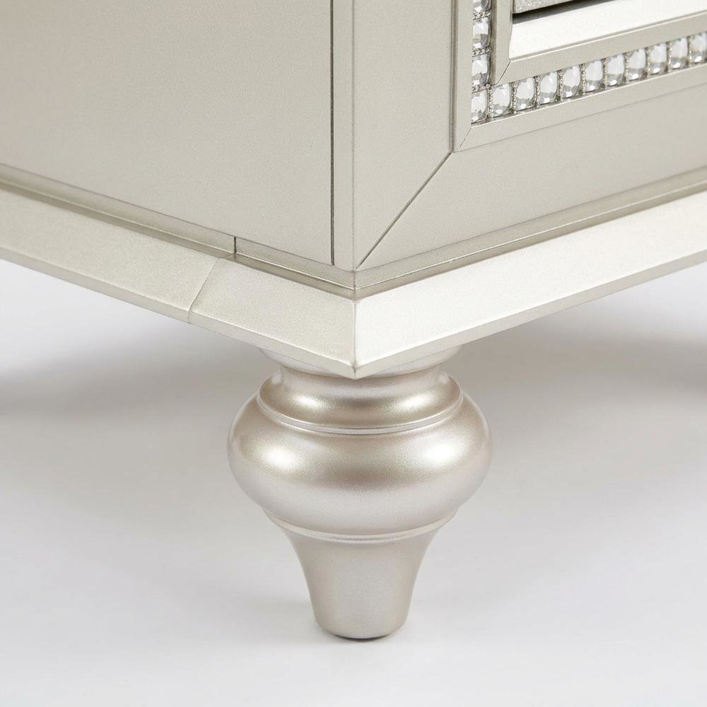 Champagne Nightstand with Glam and Contemporary Design for Bedroom Storage