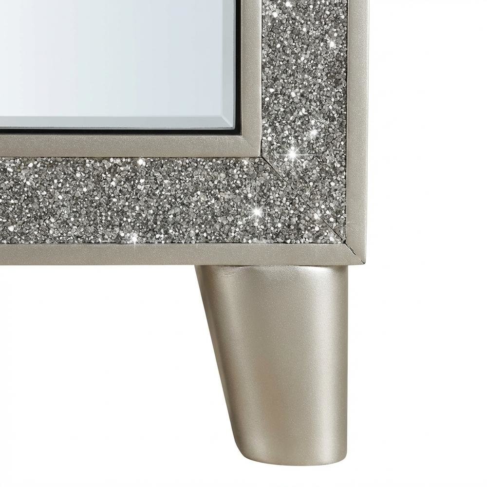 Mirrored Champagne Nightstand with Elegant Finish for Bedroom