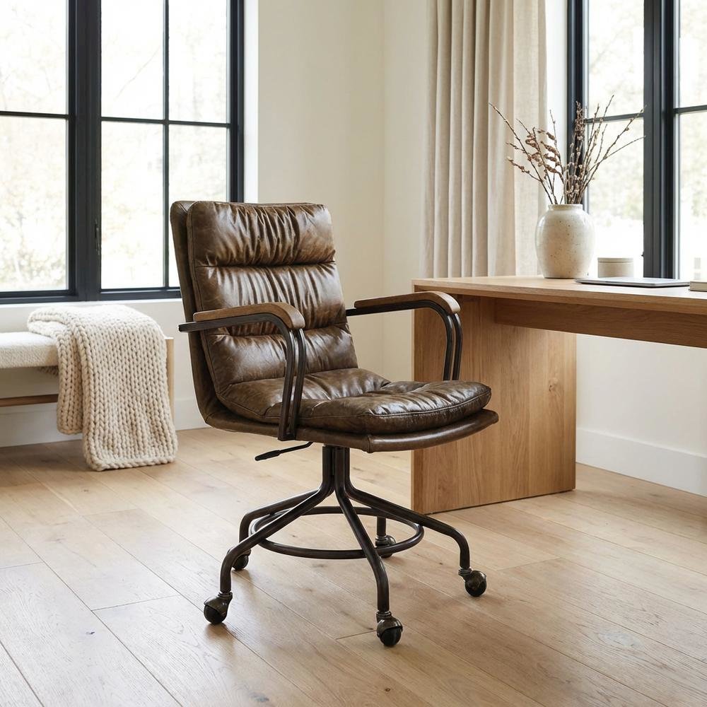 Vintage Whiskey Top Grain Leather Executive Office Chair With Stylish Design