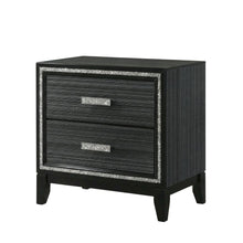 Weathered Black Nightstand with Wooden Construction and Compact Design