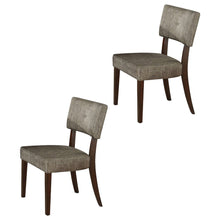Performance Chenille Dining Chair with Wood Legs, Gray Fabric & Espresso, Set of 2