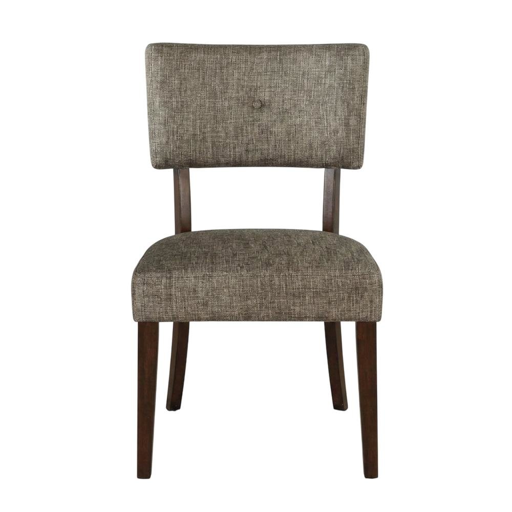 Performance Chenille Dining Chair with Wood Legs, Gray Fabric & Espresso, Set of 2
