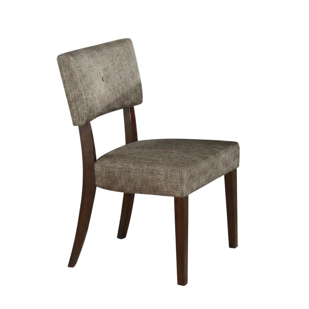 Performance Chenille Dining Chair with Wood Legs, Gray Fabric & Espresso, Set of 2