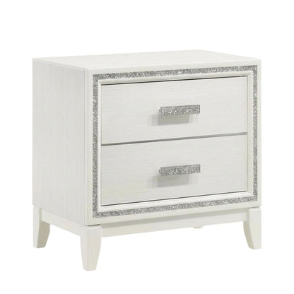 White Finish Nightstand with Modern Design and Storage Space