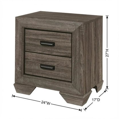 Weathered Gray Grain Bedroom Nightstand with Rustic Country-Cottage Style