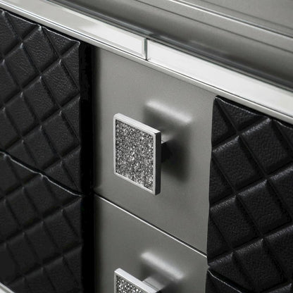 Metallic Gray Nightstand with Modern Glam and Contemporary Style