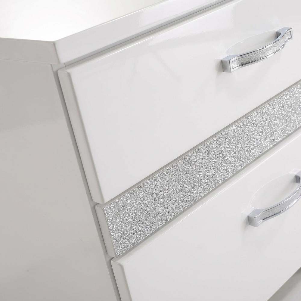 White High Gloss Nightstand with Contemporary Style and Storage Facility