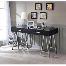 Black High Gloss And Chrome Finish Office Desk With Built-In Usb Port