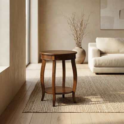 Walnut, Accent Side Table, Quality Build, Durable Wood Frame