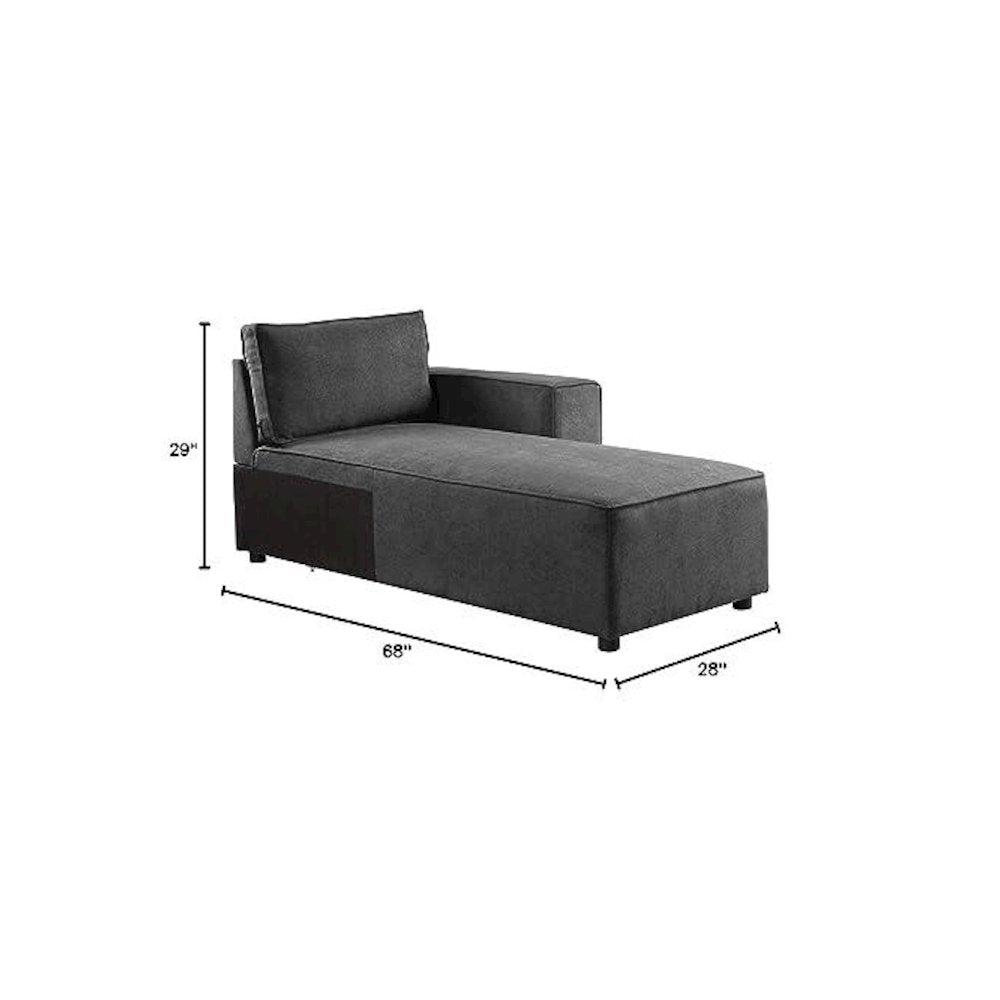 Silvester Modular - Chaise w/2 Pillows Gray Fabric
