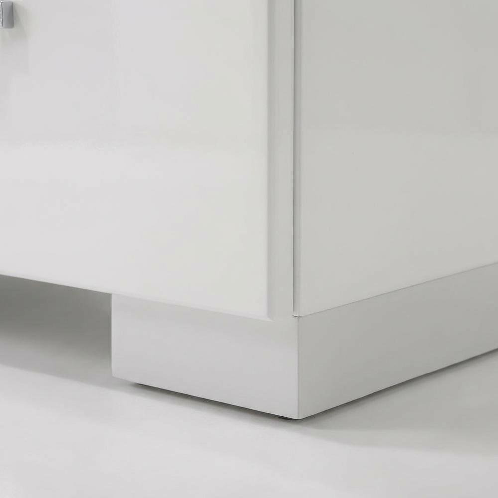 White High Gloss Nightstand with Contemporary Style and Storage Facility