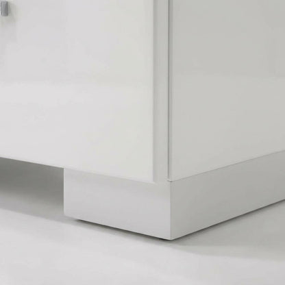 White High Gloss Nightstand with Contemporary Style and Storage Facility