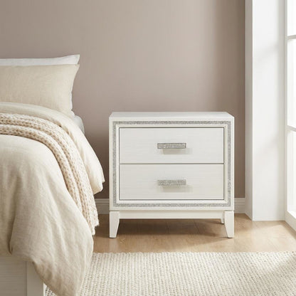 White Finish Nightstand with Modern Design and Storage Space