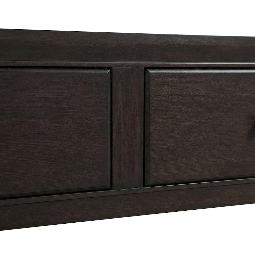 Wood Veneer Queen Bed Frame with Headboard and 4-Drawer Storage, Espresso