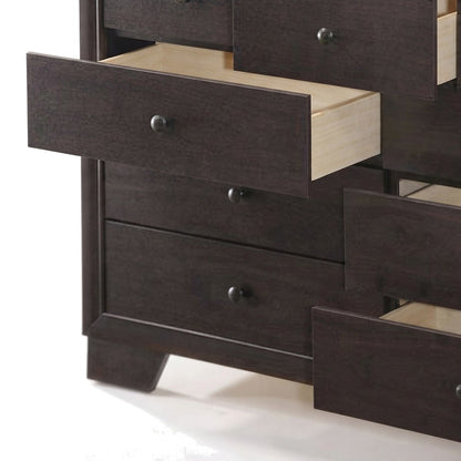 Wood Veneer 9-Drawer Dresser, Wide Chest of Drawers for Bedroom, Espresso