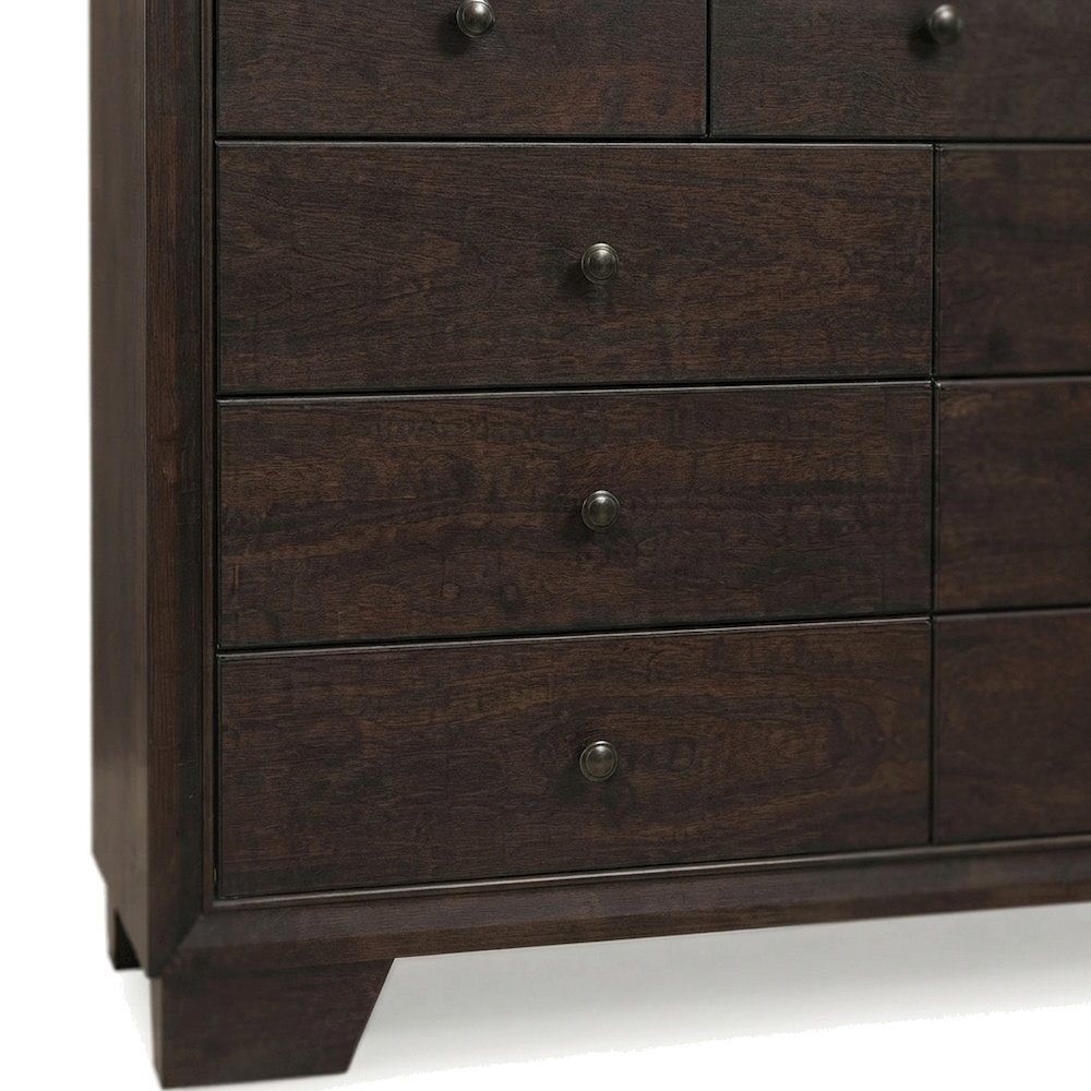 Wood Veneer 9-Drawer Dresser, Wide Chest of Drawers for Bedroom, Espresso