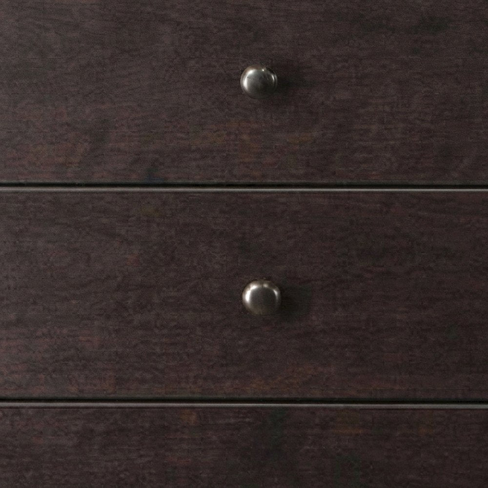 Wood Veneer 5-Drawer Tall Dresser, Transitional Chest of Drawers, Espresso