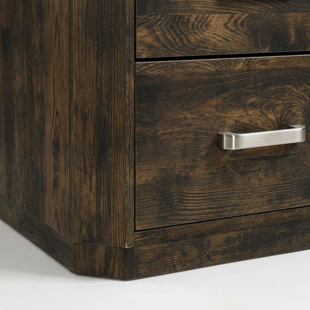 Rustic Walnut Nightstand with Transitional Style and Storage Space