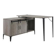Industrial Gray Oak And Black Finish Writing Desk With Modern Design